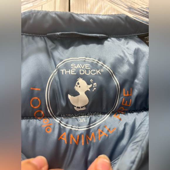 Save The Duck Cindy Long Puffer Vest Size Large Blue - Picture 4 of 8